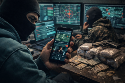 Drug cartel cyber operators using mobile phone surveillance tools to monitor communications, intercept messages, and conduct intelligence gathering